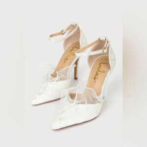 Lulu's White Lace Heels